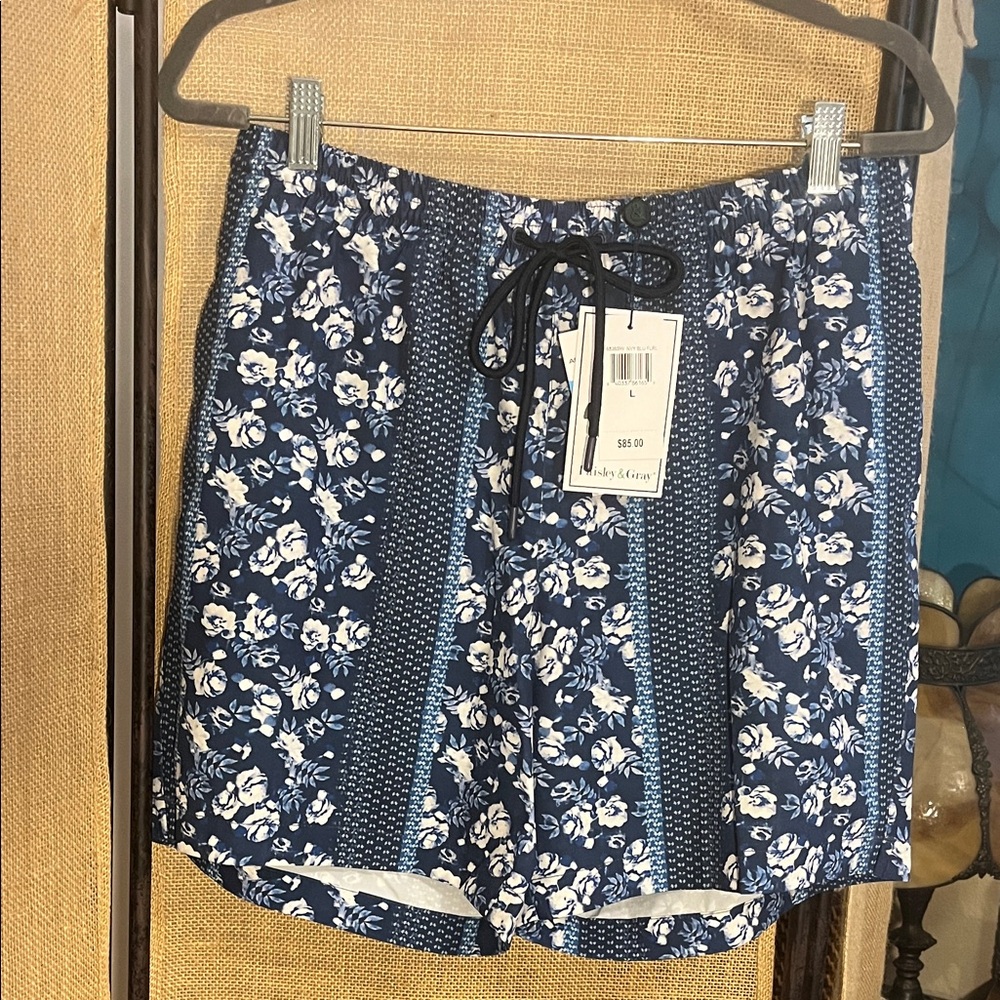 Paisley & Gray Navy Floral Drawstring Swim Trunks